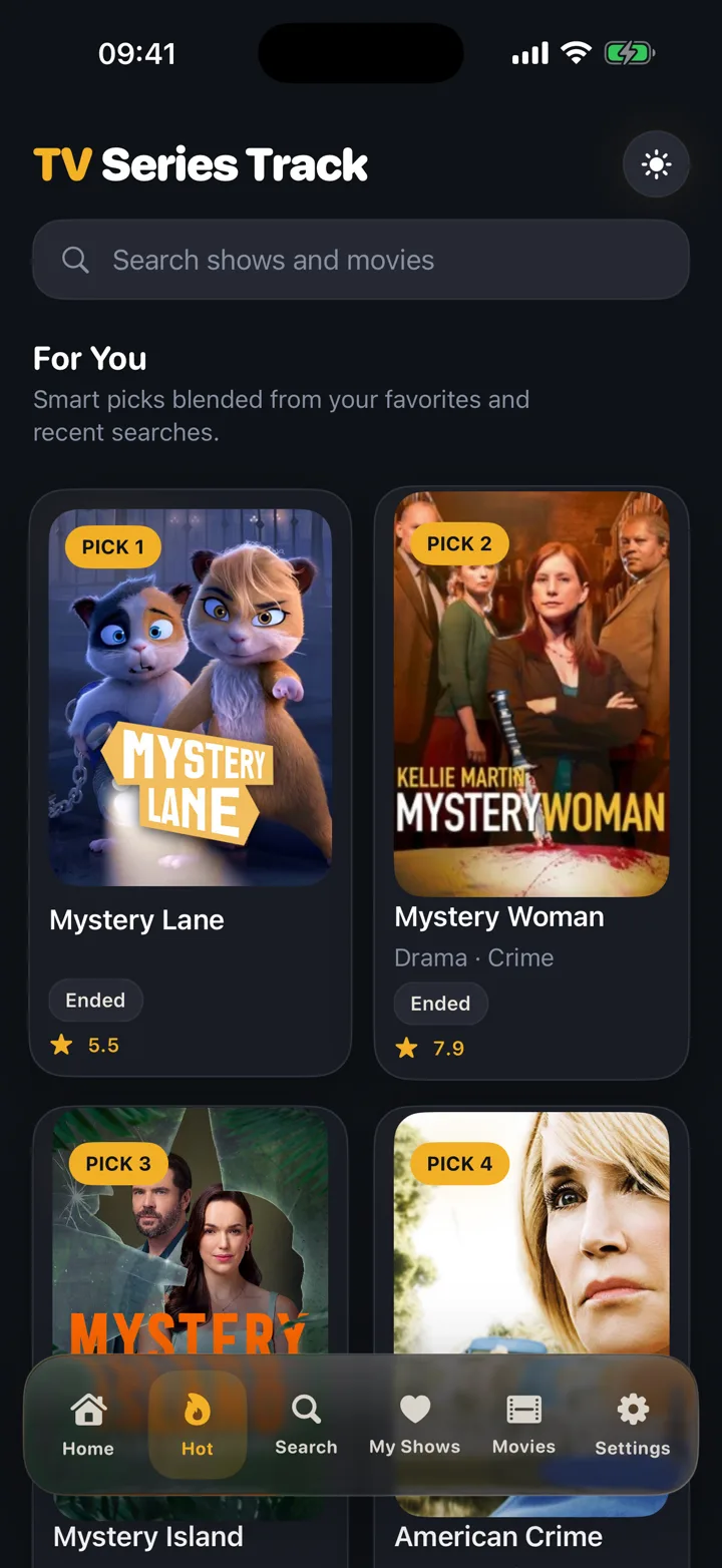 Personalized TV show recommendations in TV Series Track.