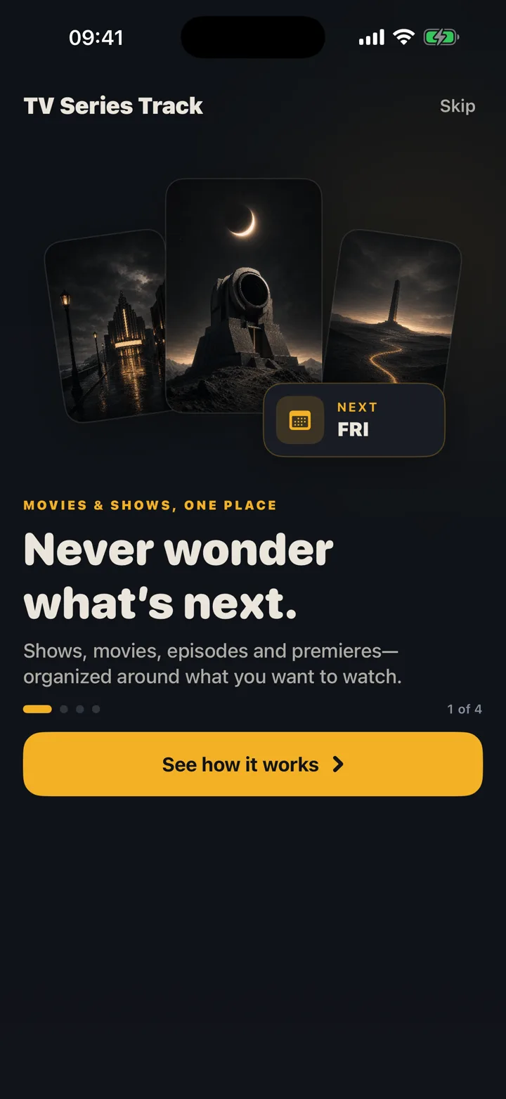 TV Series Track introduction focused on shows, movies, and premieres.
