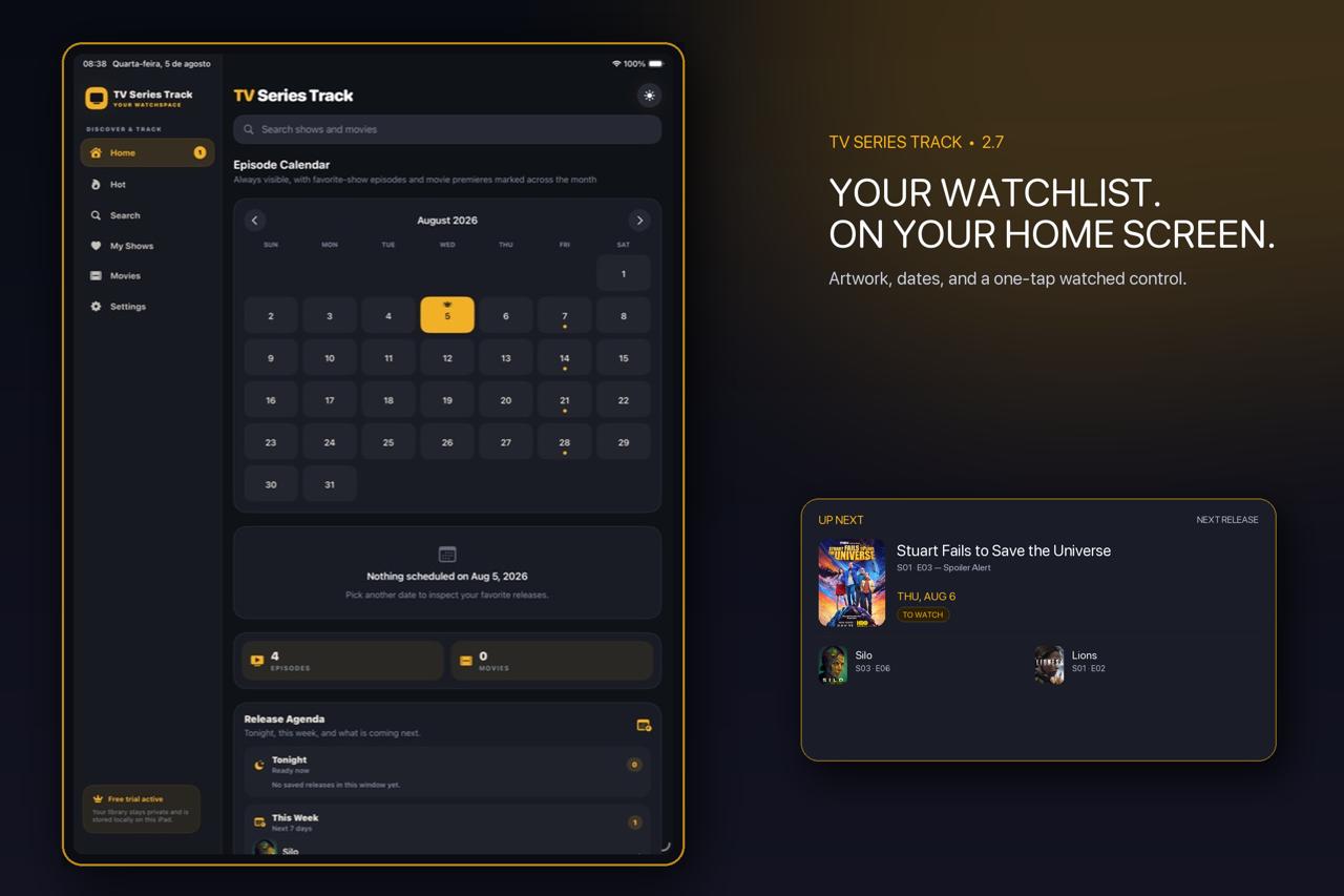 TV Series Track widget on the iPad home screen