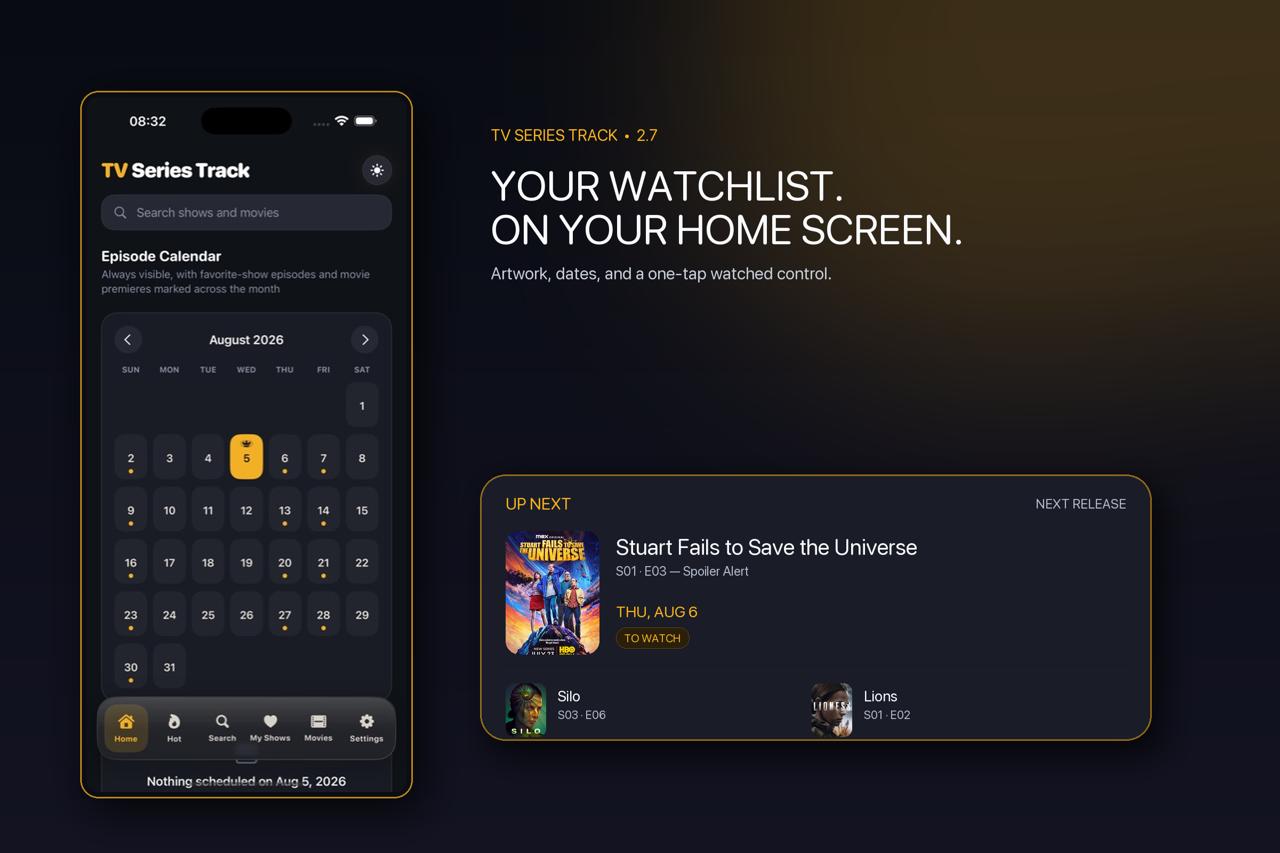 TV Series Track widget on the iPhone home screen